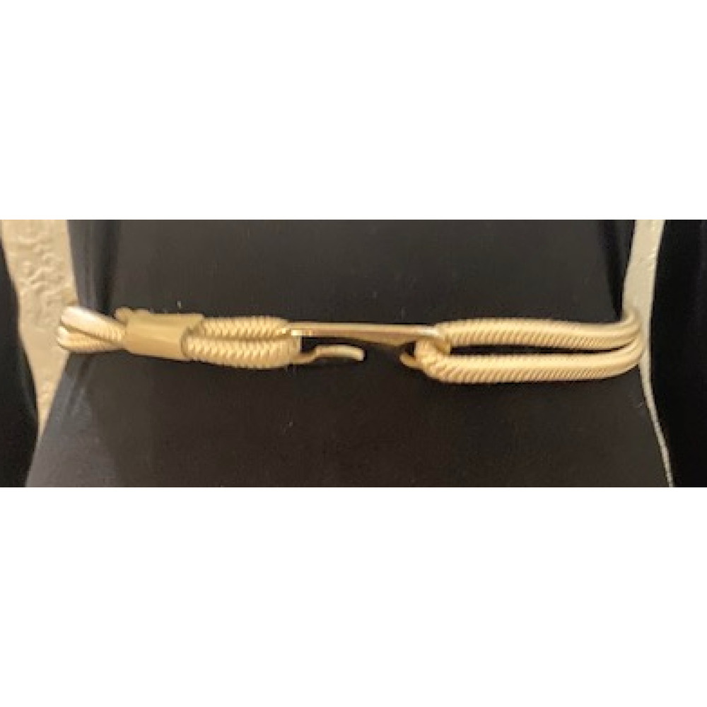 USED Vintage Cream/Off White Braided Woven Cord Belt with pearl & gold detailing - Picture 8 of 8